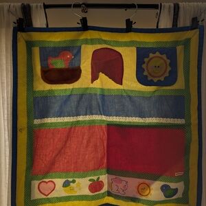 Playschool Vintage Colorful Baby Quilt with Animal and Fruit Designs